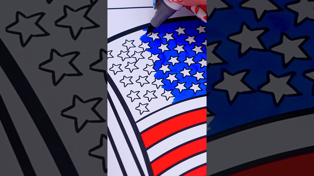 Coloring an American Flag 🇺🇸 #4thofjuly #coloring #art #drawing