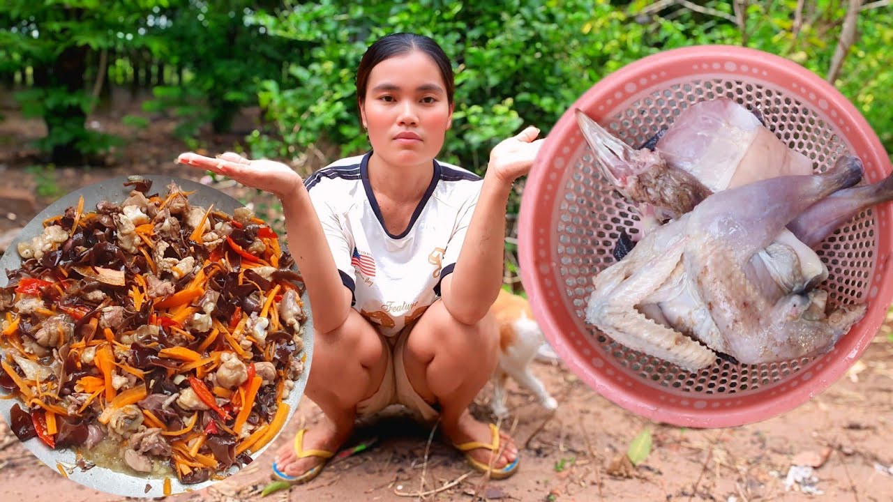 The rural woman's recipe for stir-fried vegetables with chicken is delicious. 