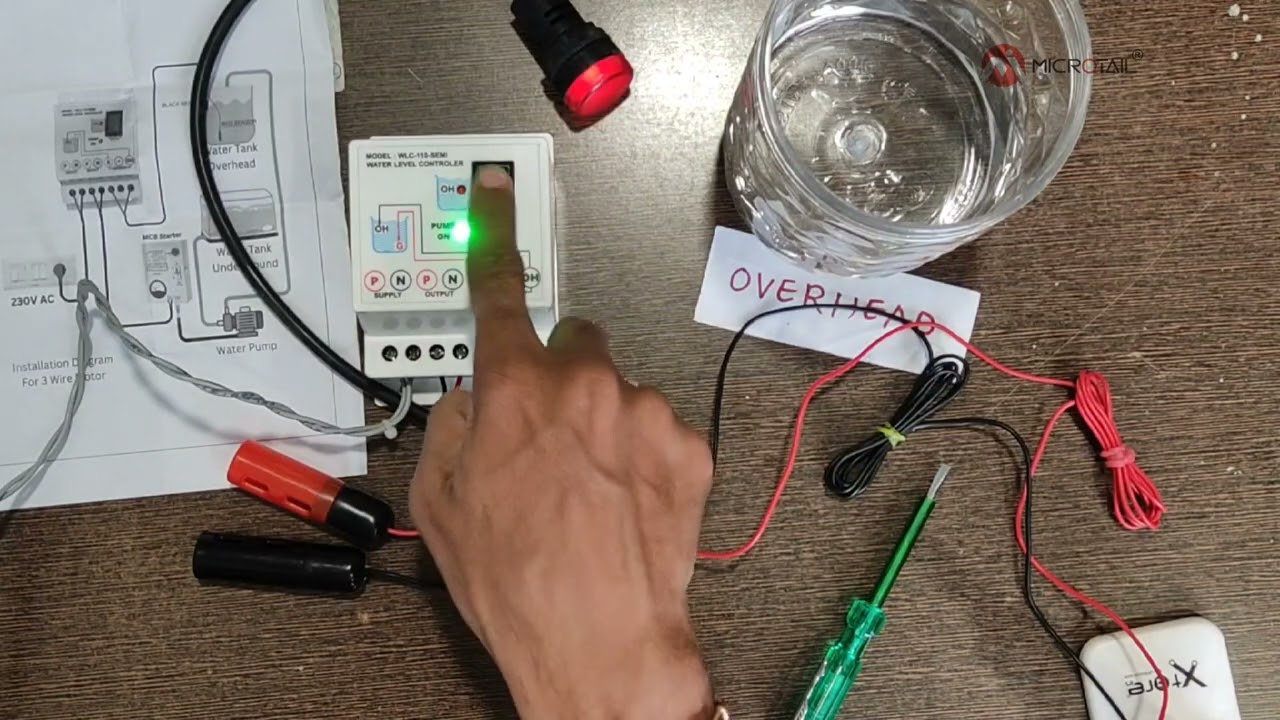 microtail semi automatic water level controller, manually start auto stop, demo