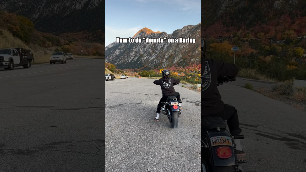 How to: Donuts on a Harley Davidson motorcycle. If you wanna see more comment! #harleystunts #howto