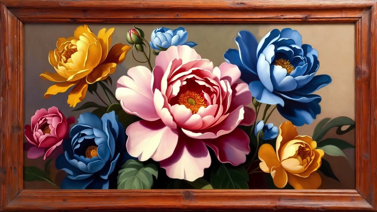 Elegant Floral Wall Art: Relaxing Still Image for TV & Background Ambience (4K)