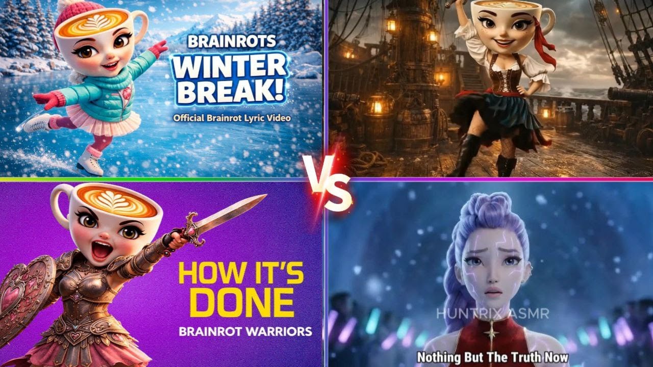 Epic AI Showdown: Winter Coffee Hero vs Pirate Queen and Truth Seeker in a Neon Arena Battle