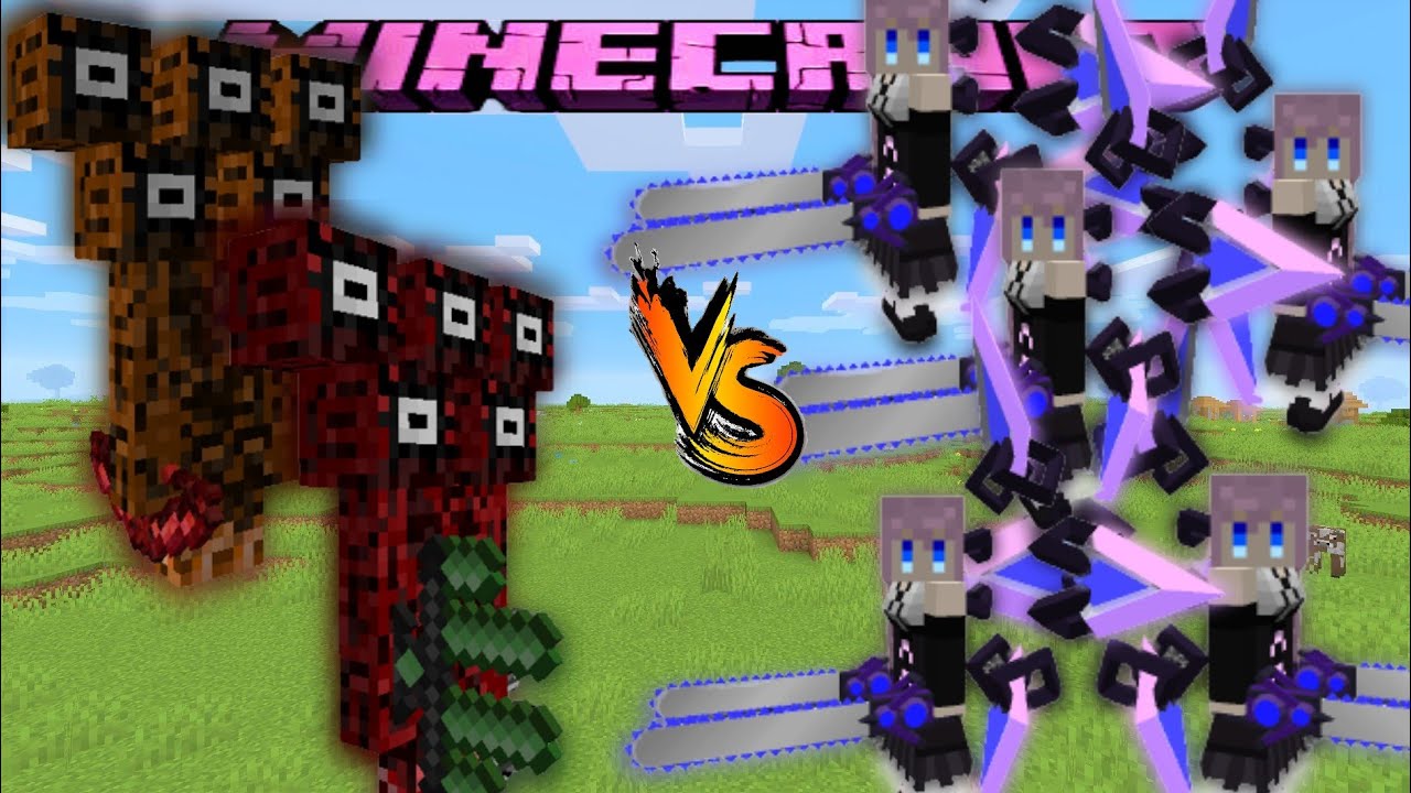 Densos & Reyvor vs 5 TF CheinsawGirl / デンソス＆レイバー vs TFチェンソーガール5体 / MINECRAFT MOB BATTLE！