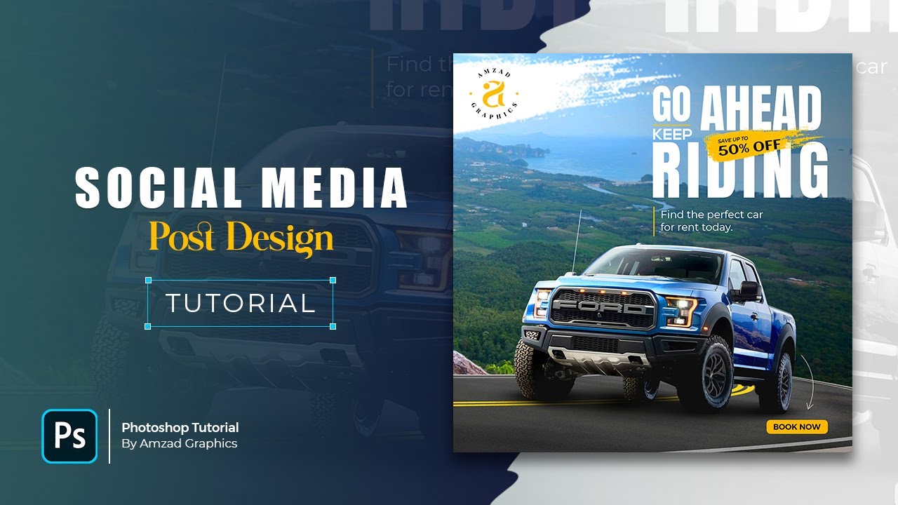 How to Create Ford Car Social Media Post Design in Photoshop | Photoshop Tutorial