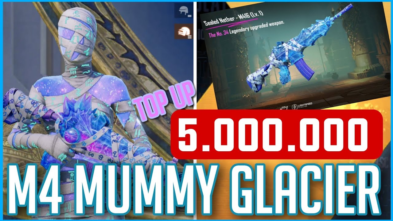 GACHA M4 MUMMY BIRU PUBG MOBILE, M416 SEALED NETHER FULL MAX, INFERNO FIEND MUMMY CRATE OPENING