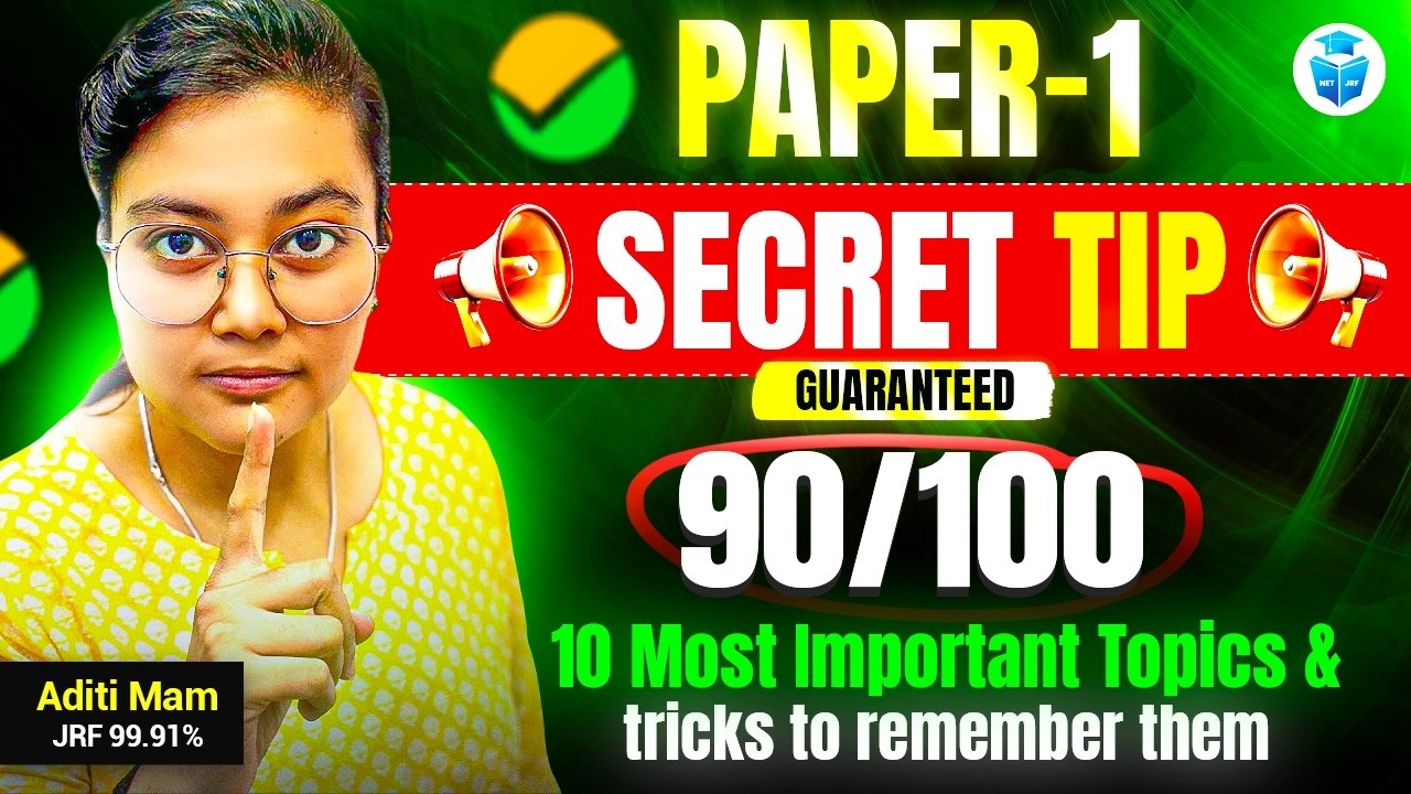 UGC NET Paper 1 Secret Tips🔥10 Most Important Topics | Score 90+ Guaranteed Strategy | Aditi Mam