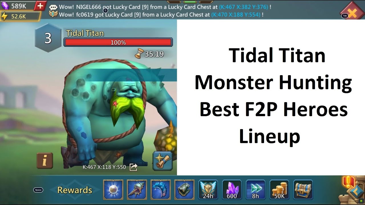 Lords Mobile: Tidal Titan Monster Hunting Best F2P Heroes Lineup