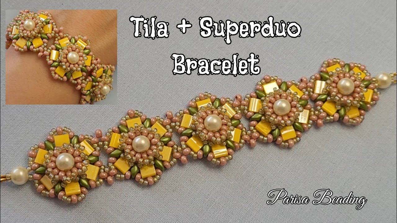 Beaded Tila and Superduo Sunflower Bracelet Tutorial 🌼