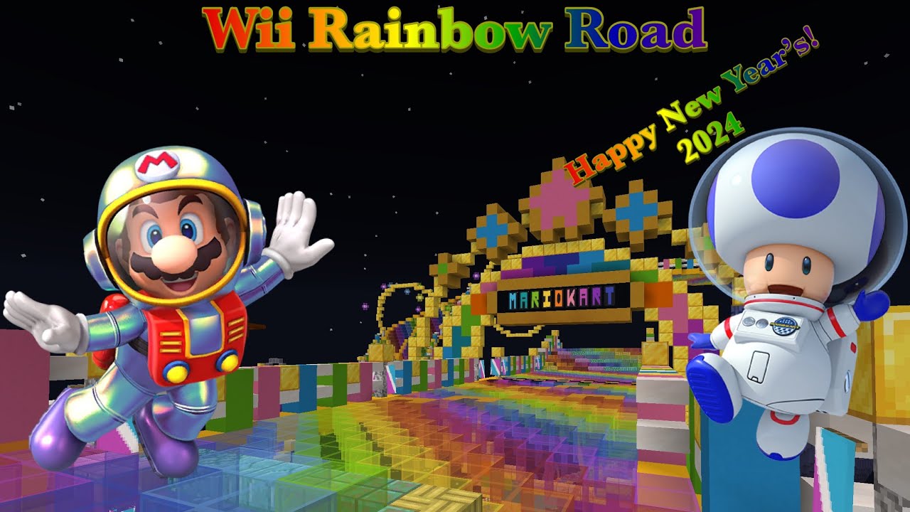 Wii Rainbow Road Minecraft Mario Kart Tour/8DX *Remastered* + Montage of 2023 Tracks