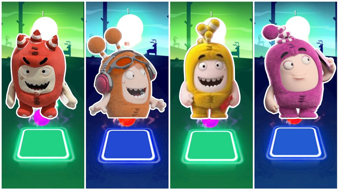 Oddbods Fuse VS Oddbods Slick Vs Oddbods Bubbles VS Oddbods Newt - Tiles Hop Edm Rush🎶