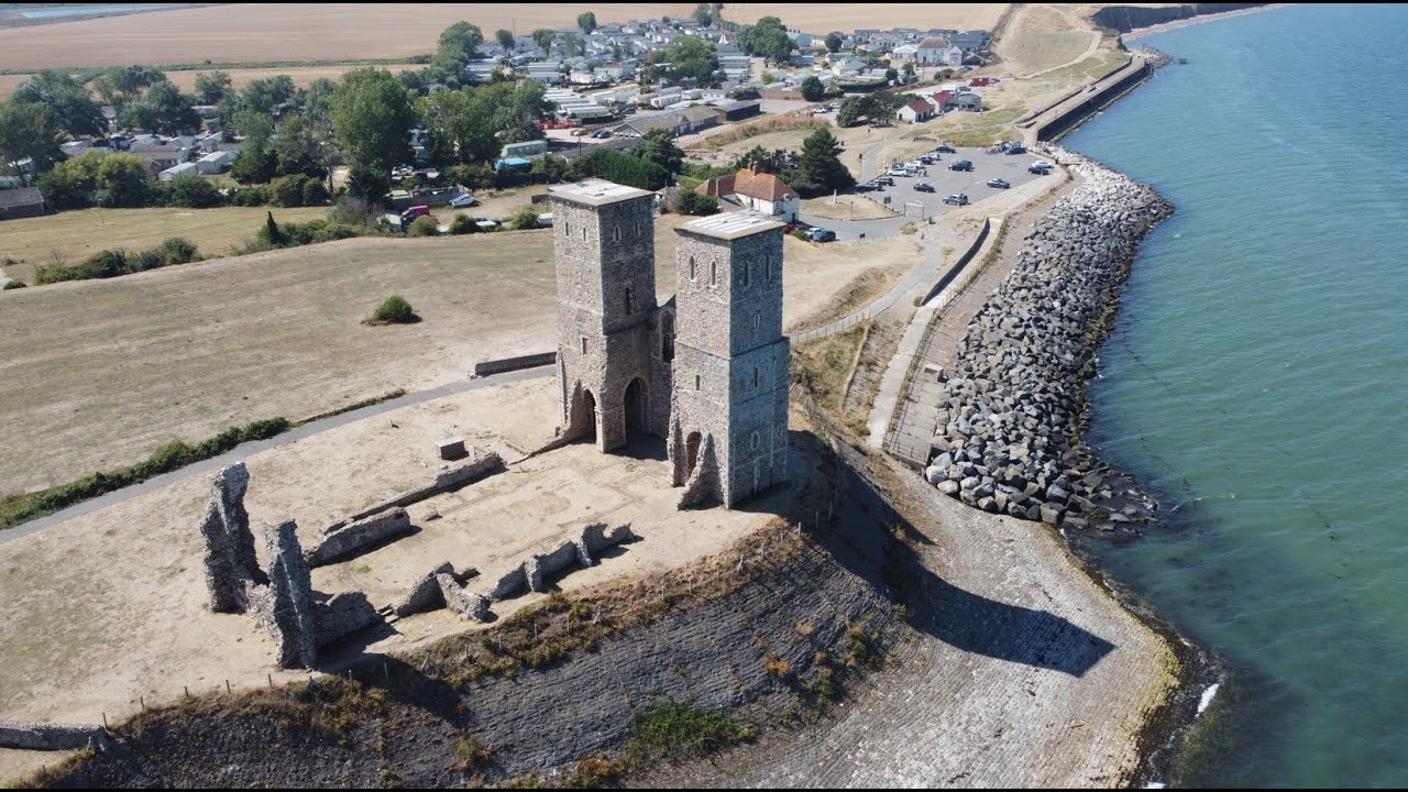 Reculver Tower and Roman Fort, Kent, UK by Drone 4K