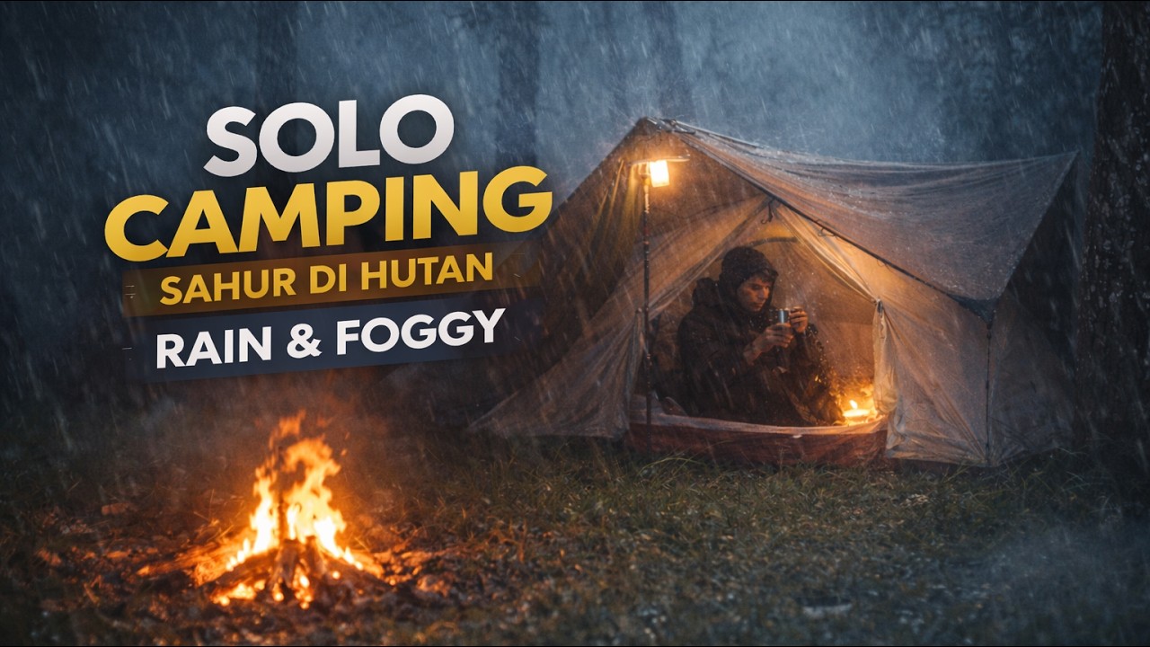 Solo Camping Saat Hujan Deras Berkabut Dingin Sahur Di Hutan ASMR