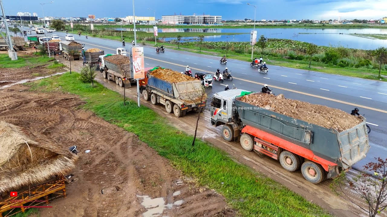 Most Amazing Action Vehicles Dump Trucks & DH17 C3 SHANTUI Dozer JobUp Huge Size LandWater Filling