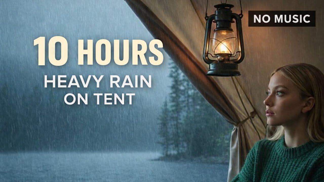 LIVE 10 HOURS 🌧️ Sydney Sweeney: Rainy Lake Camping - Heavy Rain & Rolling Thunder for Deep Sleep
