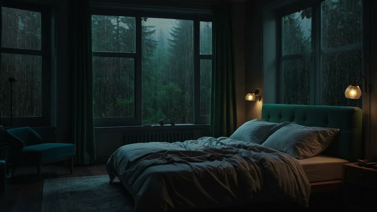 Quiet Bedroom, Loud Heavy Rain Outside | Pure Relaxation