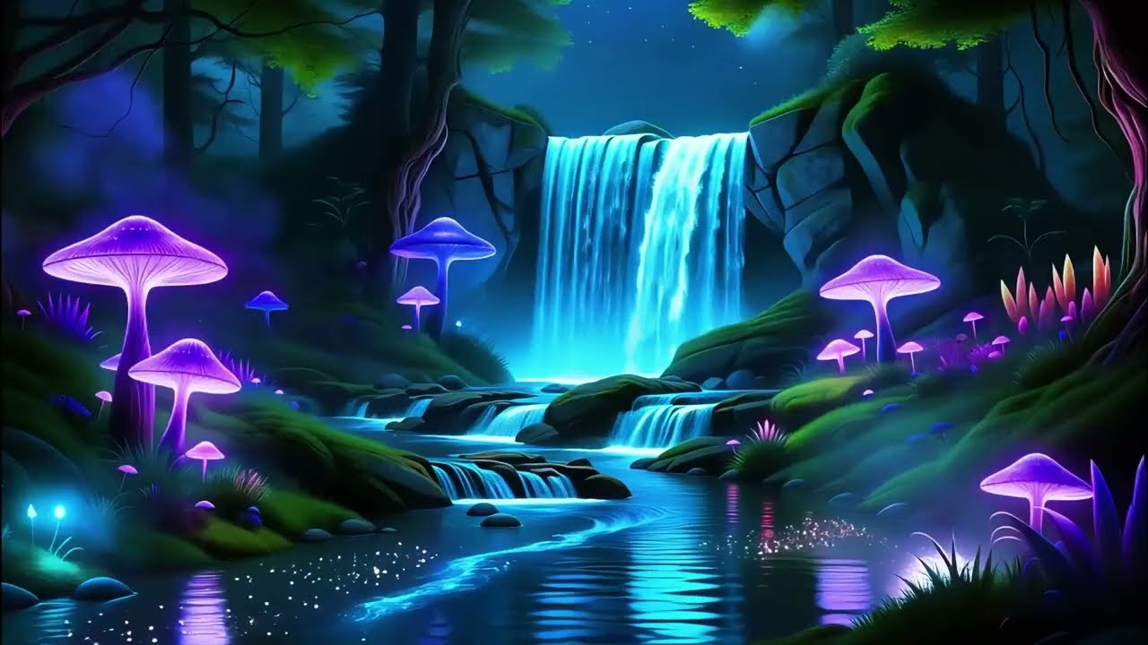 1️⃣ 🌙 Enchanted Waterfall Night 🌊 Relaxing Water Sounds & Soft Instrumental Music for Deep Sleep