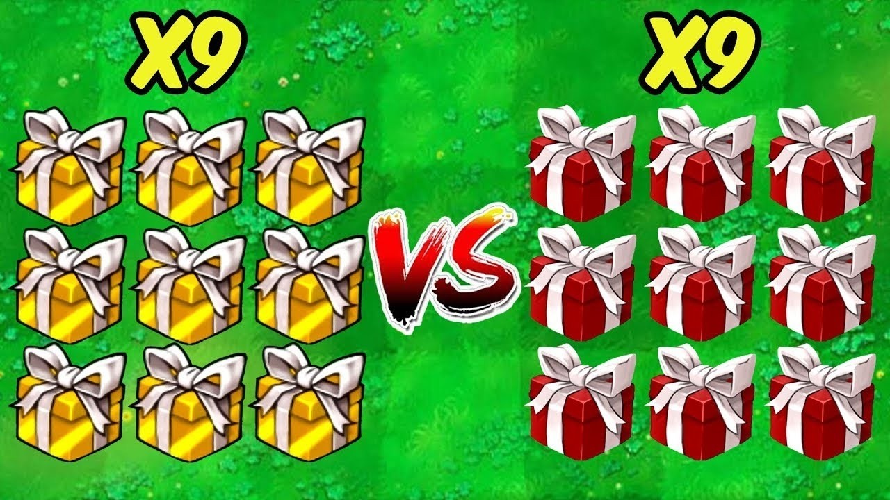 PVZ 1 Hybrid Challenge - 9 Golden Plants Box Vs 9 Red Zombie Box - Who Will Win?