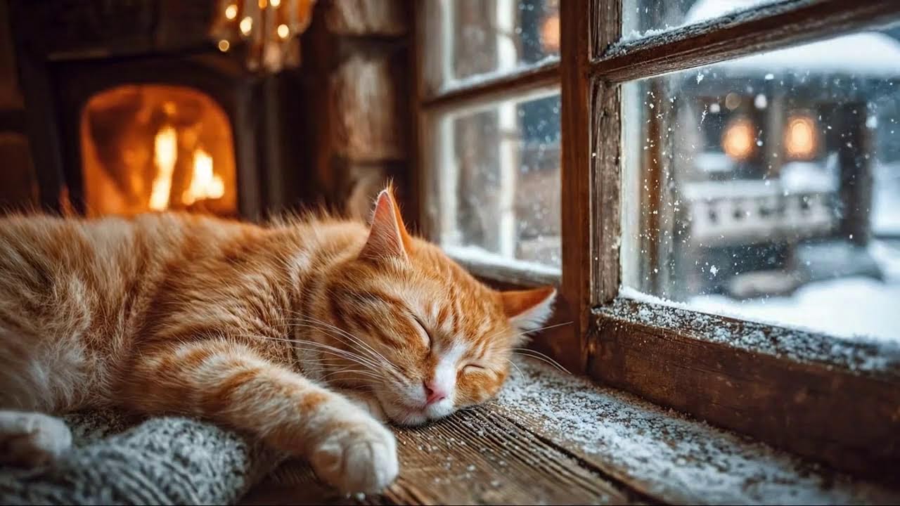 Cozy Snow Jazz with Sleeping Cats ❄️🐱 | Calm Winter Music for Focus & Relax