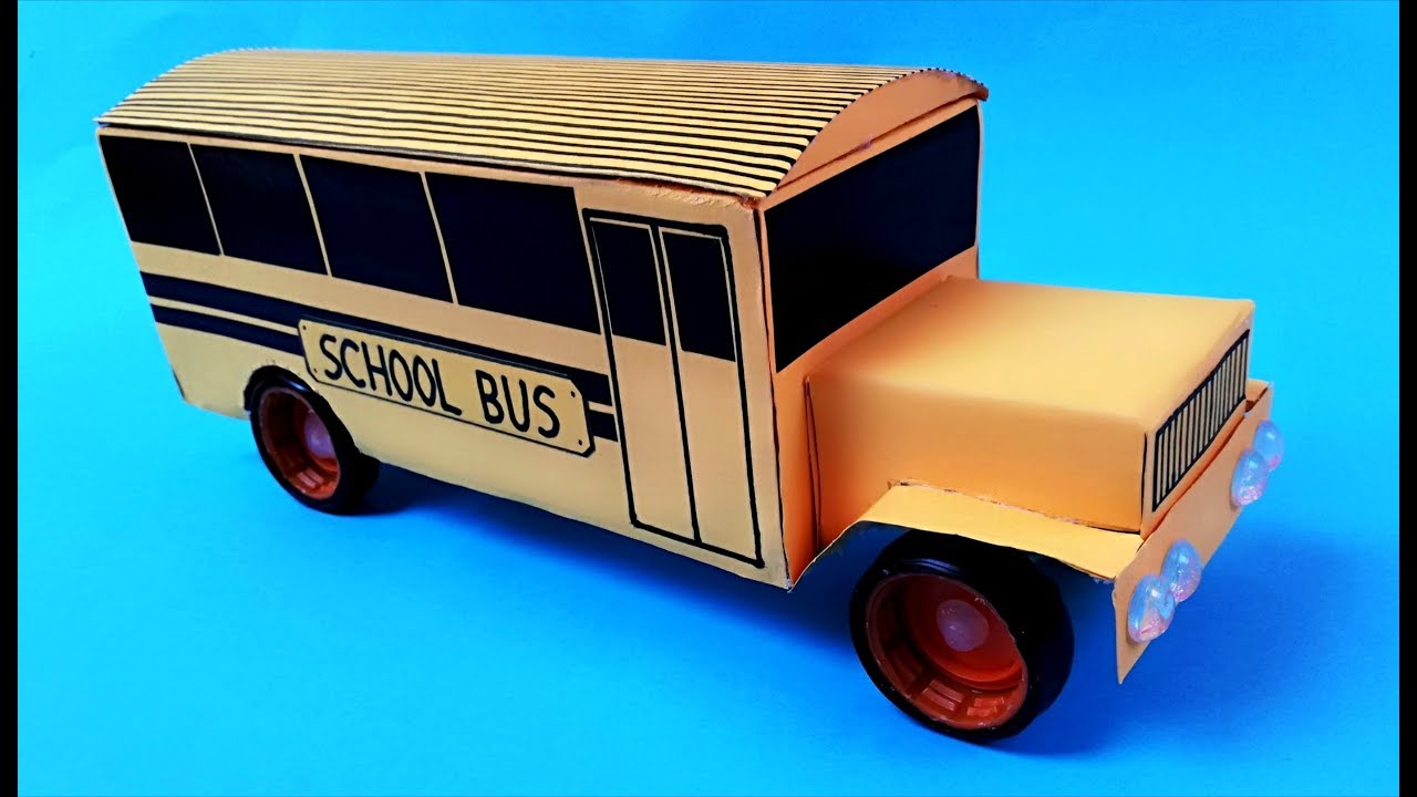 Como hacer un BUS escolar con cartón y materiales reciclados
