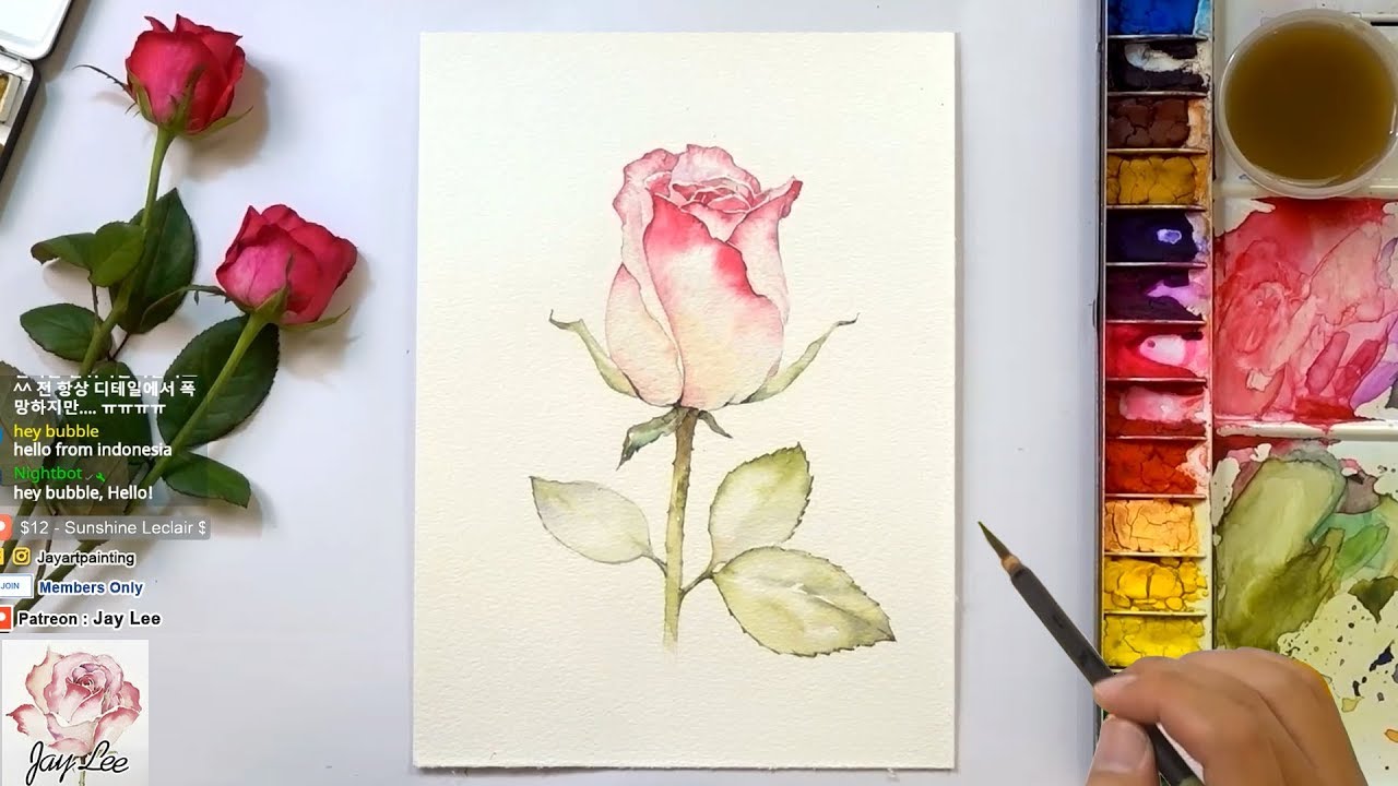 Wet-on-wet painting technique - How to paint a rose easy
