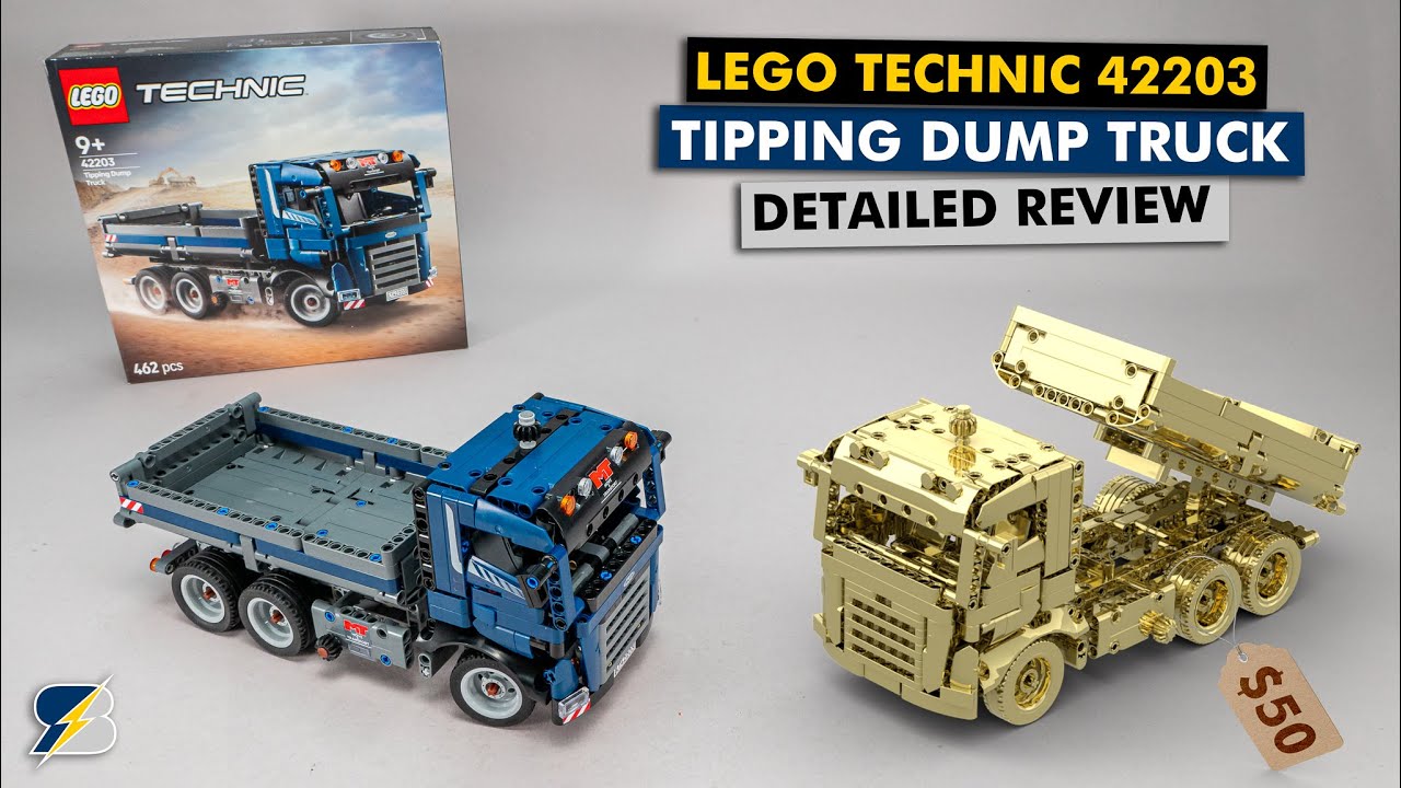 LEGO Technic 42203 Tipping Dump Truck building review - is it made of gold?