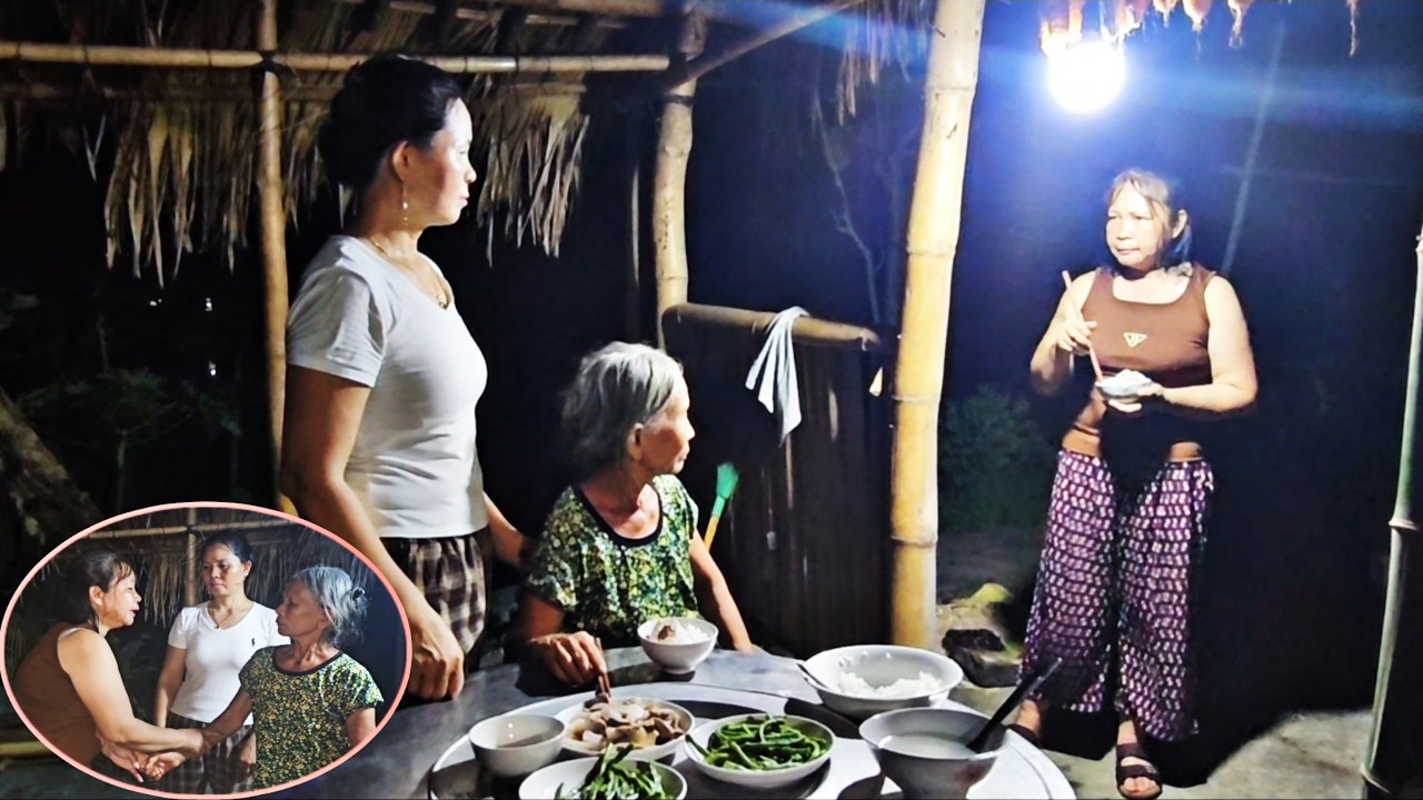 The old woman was so angry that she kicked her daughter out of the meal