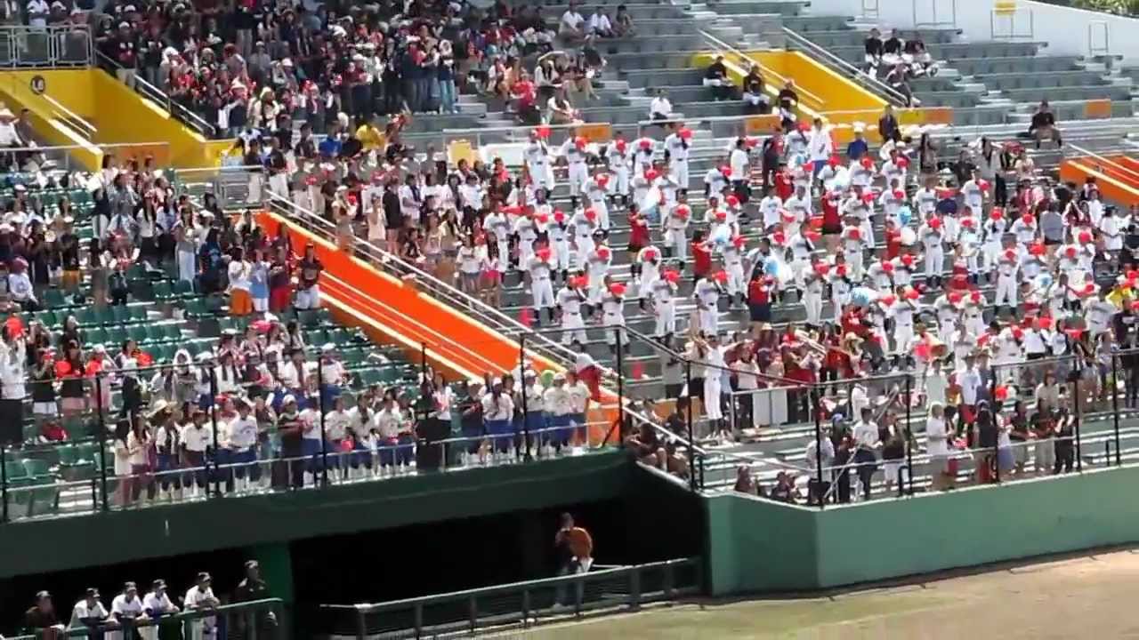 2012 浦添商業 宮里泰悠→ﾀｲﾑﾘｰ 照屋光→三振 応援団③ 浦商ｻﾝﾊﾞ