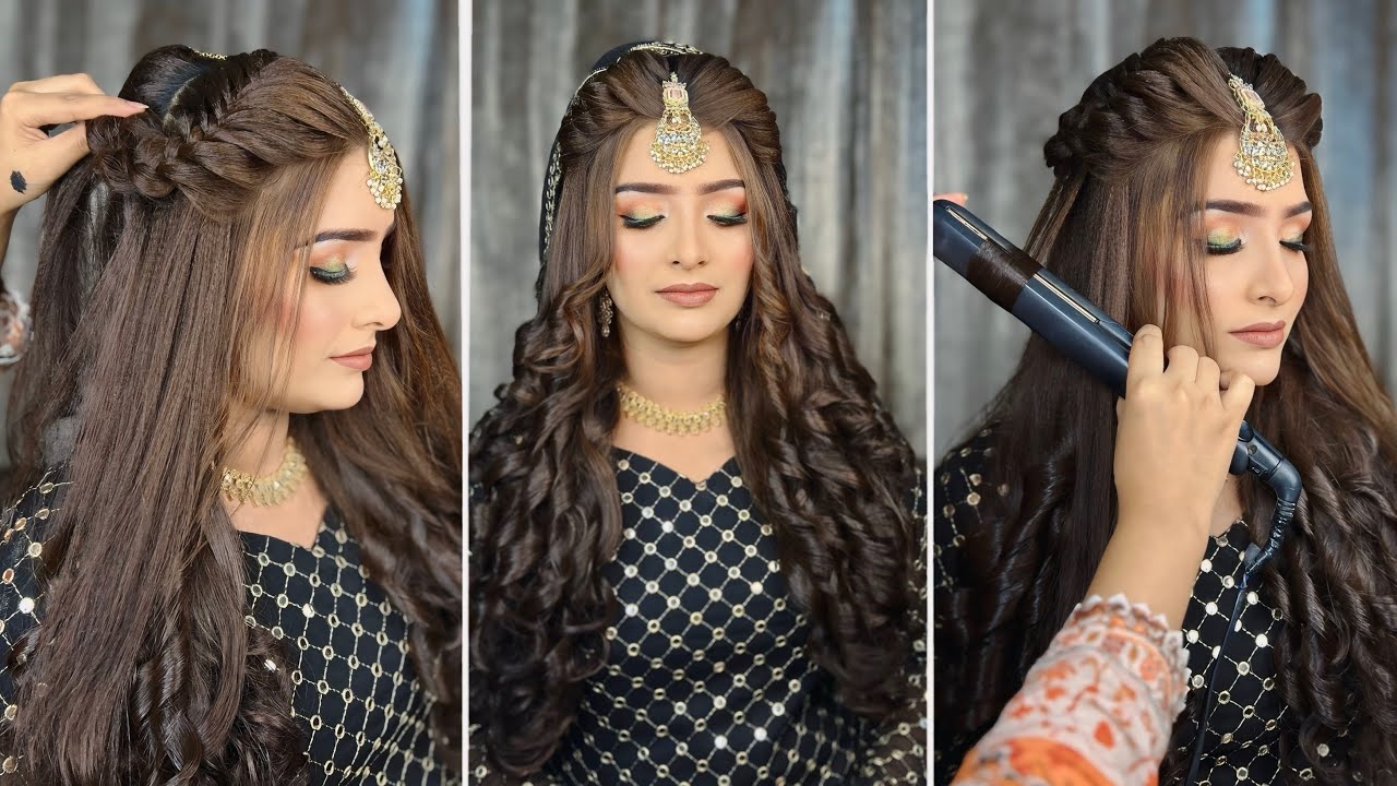Bridal braid hairstyle tutorial | engagement bridal hairstyle traditional | half up bridal hairstyle