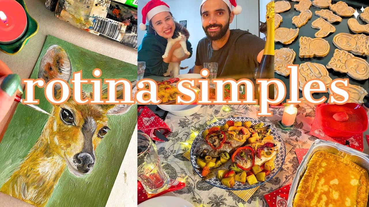 Rotina simples com pintura relaxante e receita de biscoito de natal 🎄