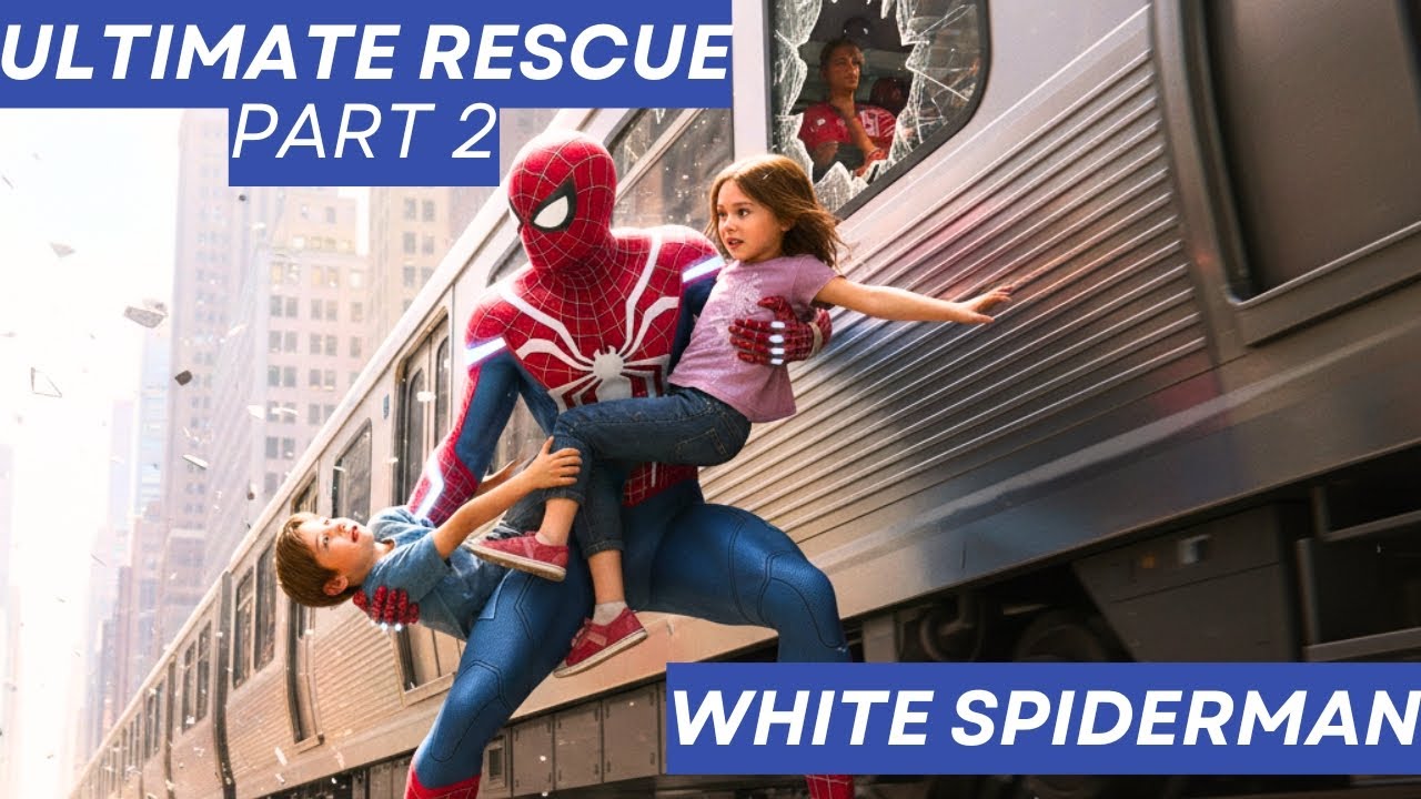 White Spider🕷️ Ultimate Rescue Part 2 save civilian fight #spiderman #marvel #avenger #superhero ❤‍🔥
