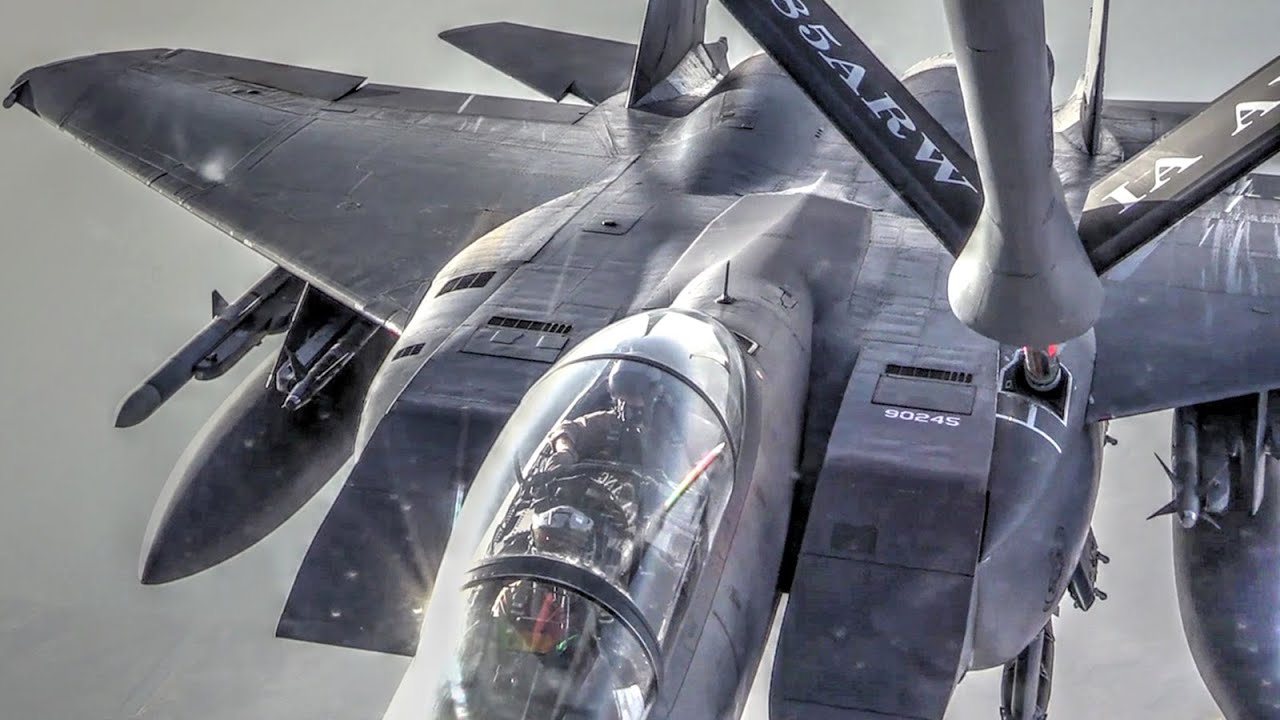 F-16, F-15 Aerial Refueling with KC-135 Stratotanker