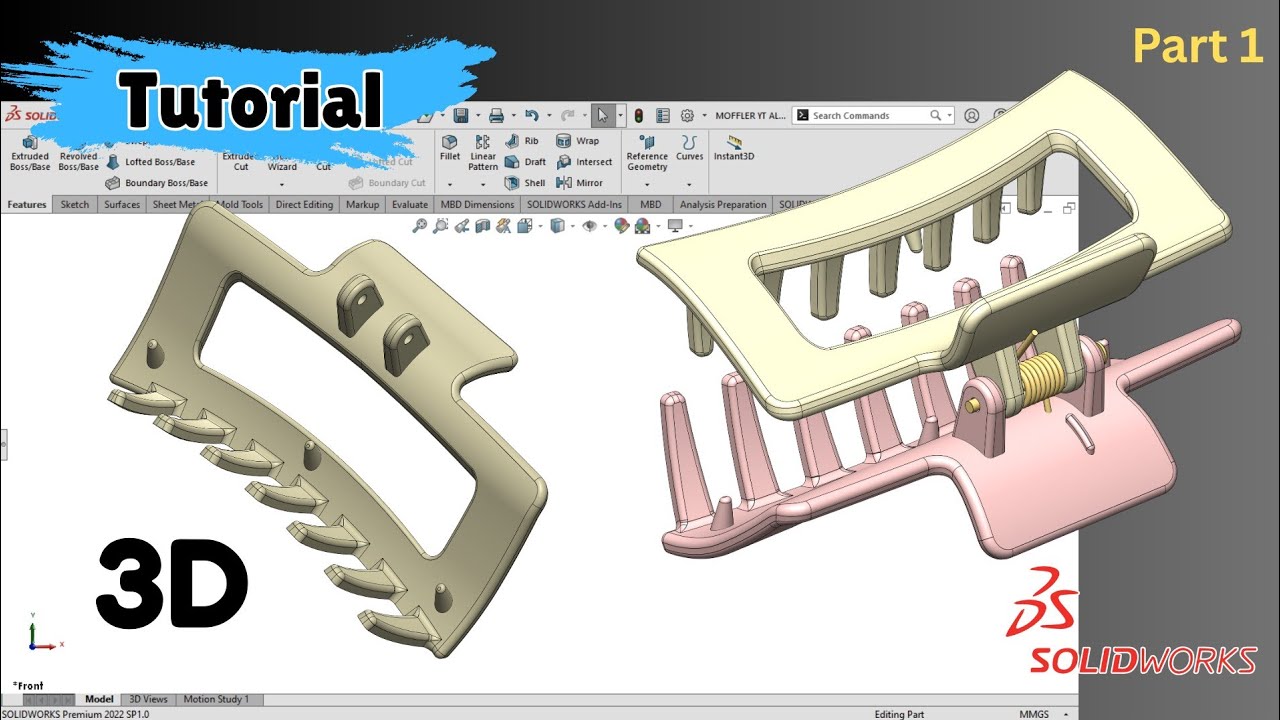 Plastic Modeling in SolidWorks - Hair Clip