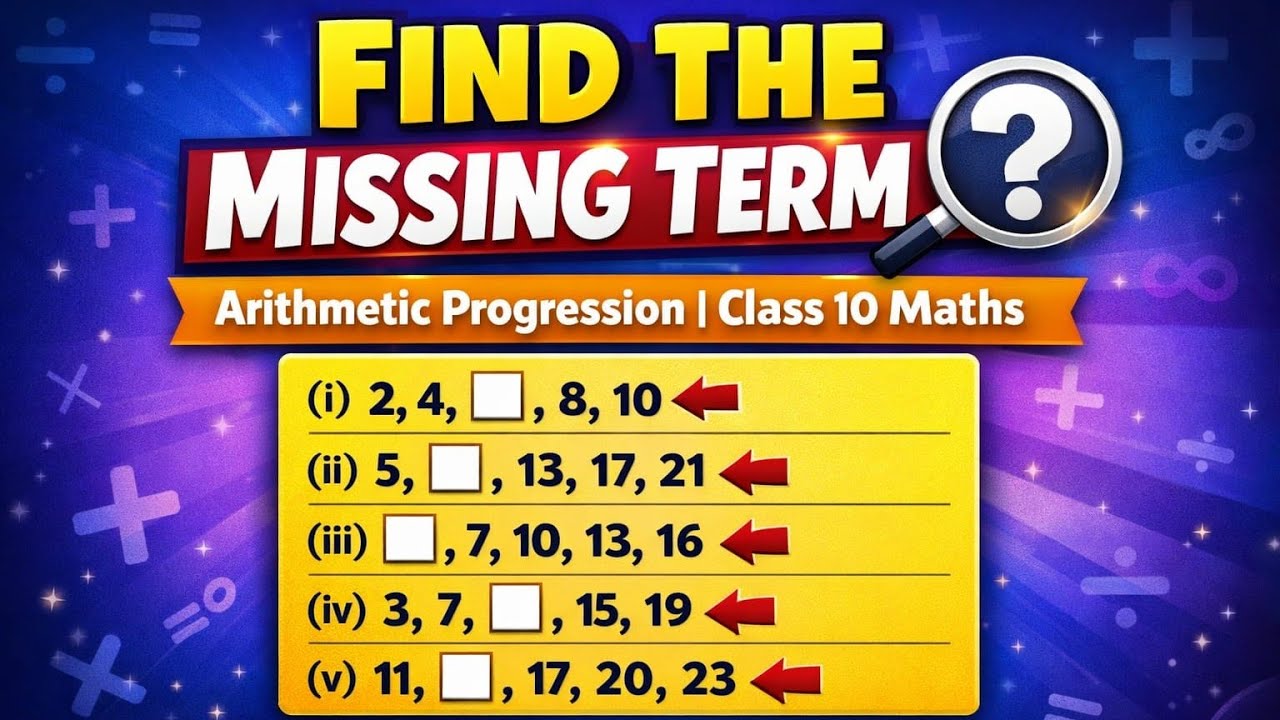 In the following APs find the missing term in the boxes  Arithmetic progression