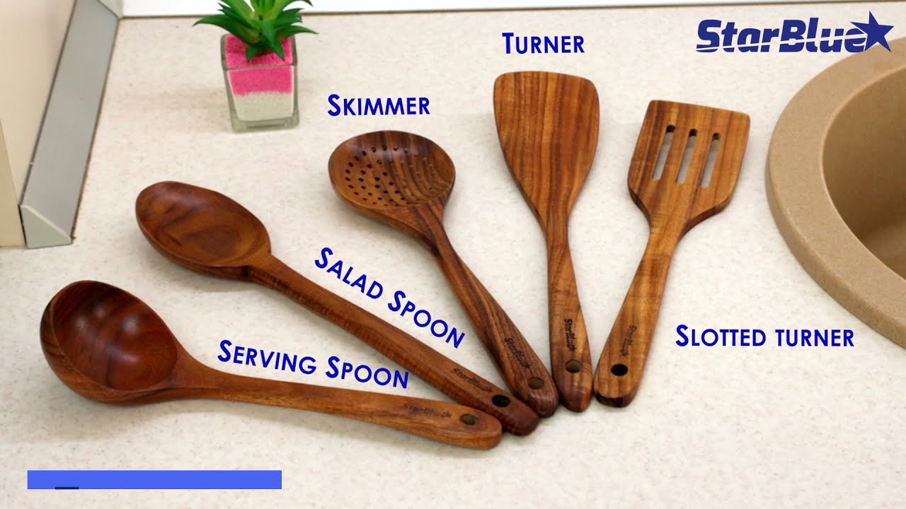 Acacia Wooden Cooking Utensils Set, Non-Scratching and Durable Spatulas for Non-Stick Cookware