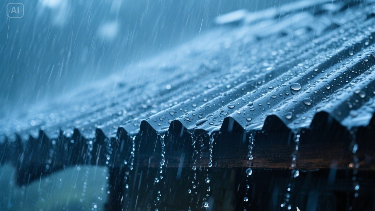 Heavy Rain Covering the wooden house in Forest at Night - Rain Sound on Tin Roof for Sleeping #63
