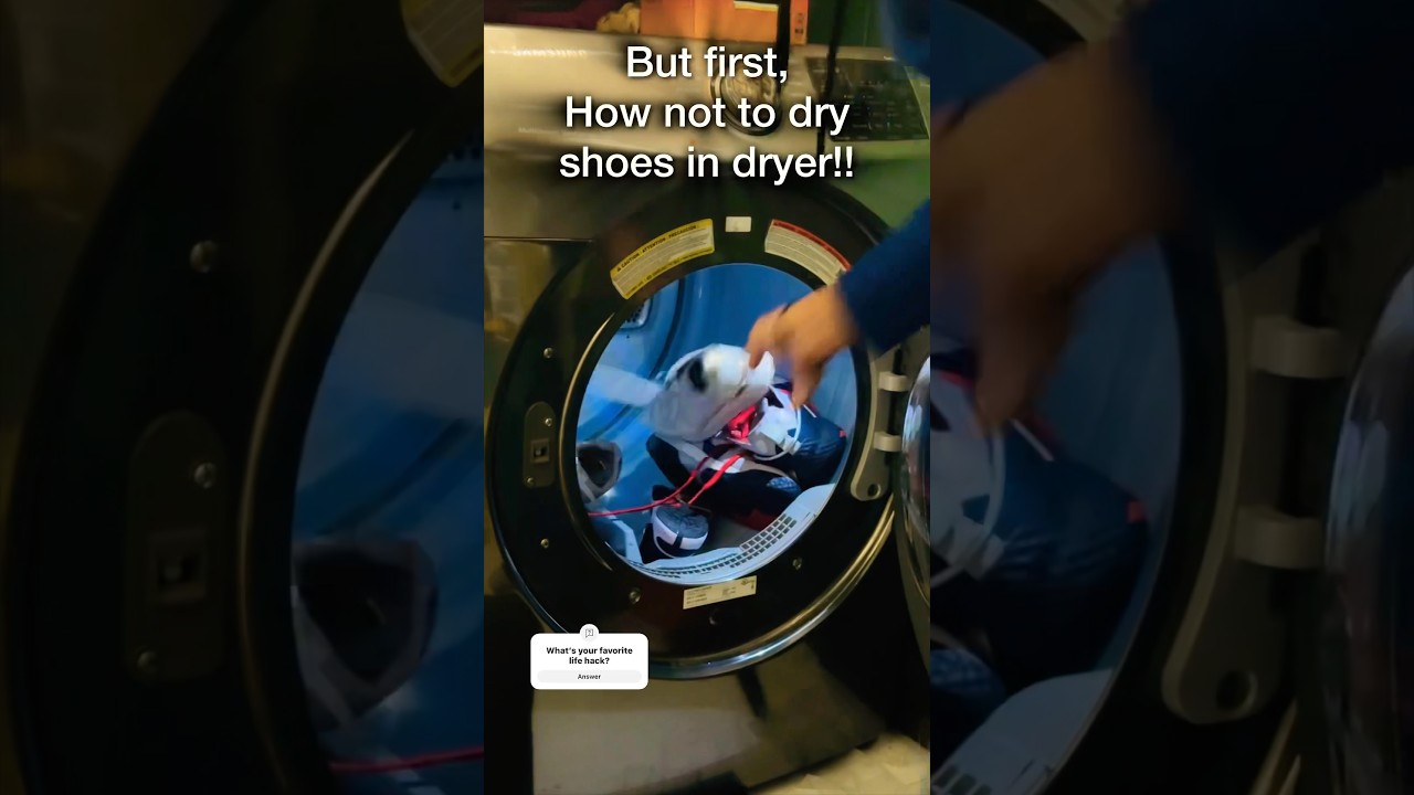 How to Dry Shoes in Dryer! #lifehack #shoes #laundry