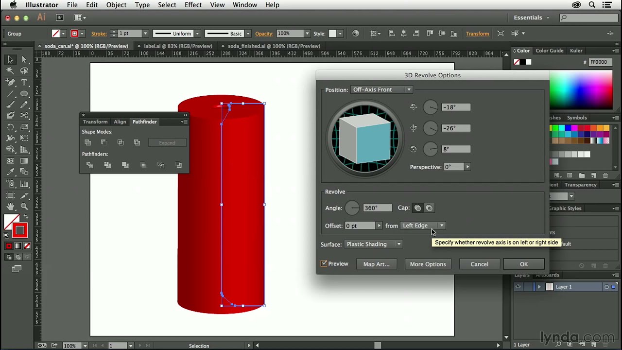 Illustrator Tutorial - Building a 3D soda can