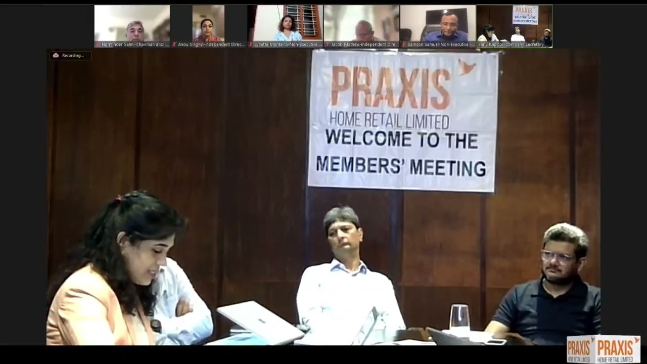 39th AGM Praxis Home Retail Ltd as on 29-09-2023