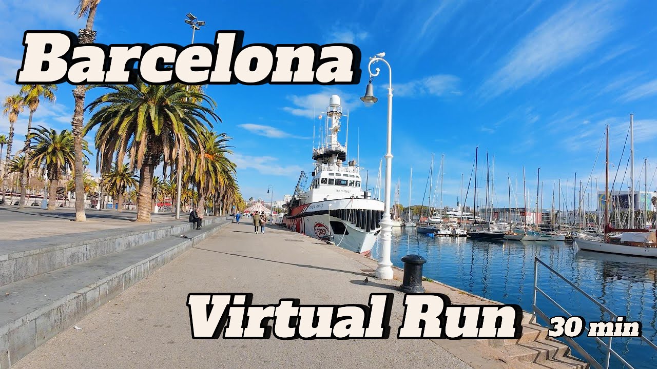 Barcelona Promenade. Virtual Running Video For Treadmill with Music In #barcelona