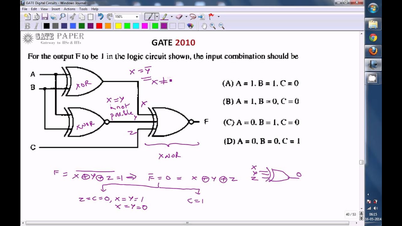 GATE 2010 ECE Output of  Combinational circuit