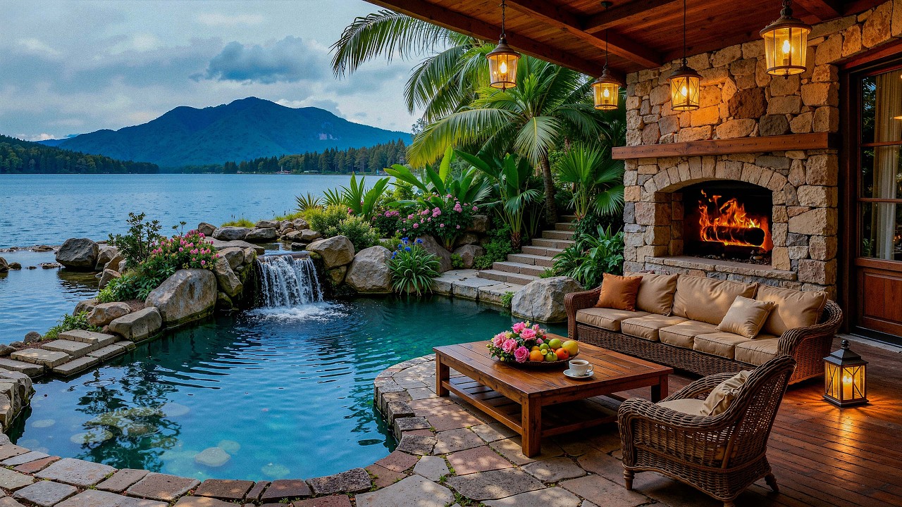 Lakeside Coffee Jazz Morning 🌿 March Jazz and Fireplace for a Calm Mood