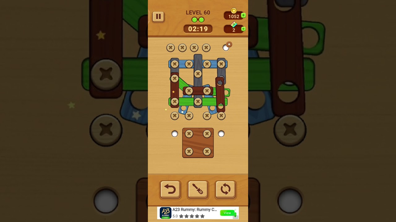 Woodle - Wood Screw Puzzle Level 60 Walkthrough Solution