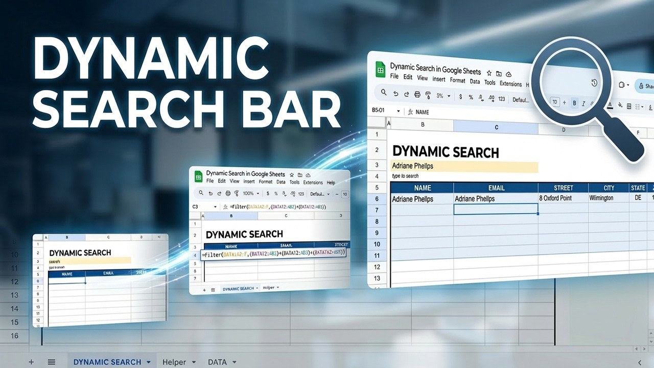 🔍 How to Create a Search Bar (Google Sheets)