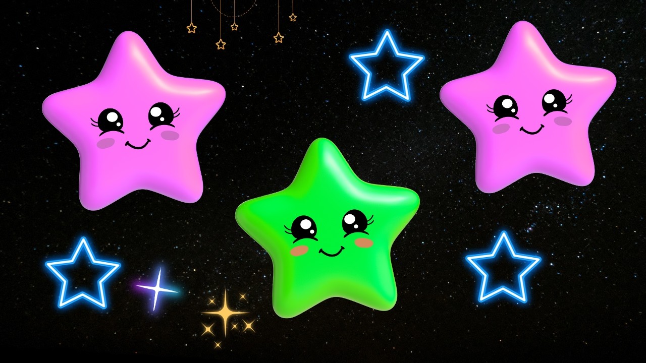 Twinkle Twinkle Little Star 🌟 Shiny Stars in the Night Sky | Calm & Sweet Nursery Rhymes for Kids