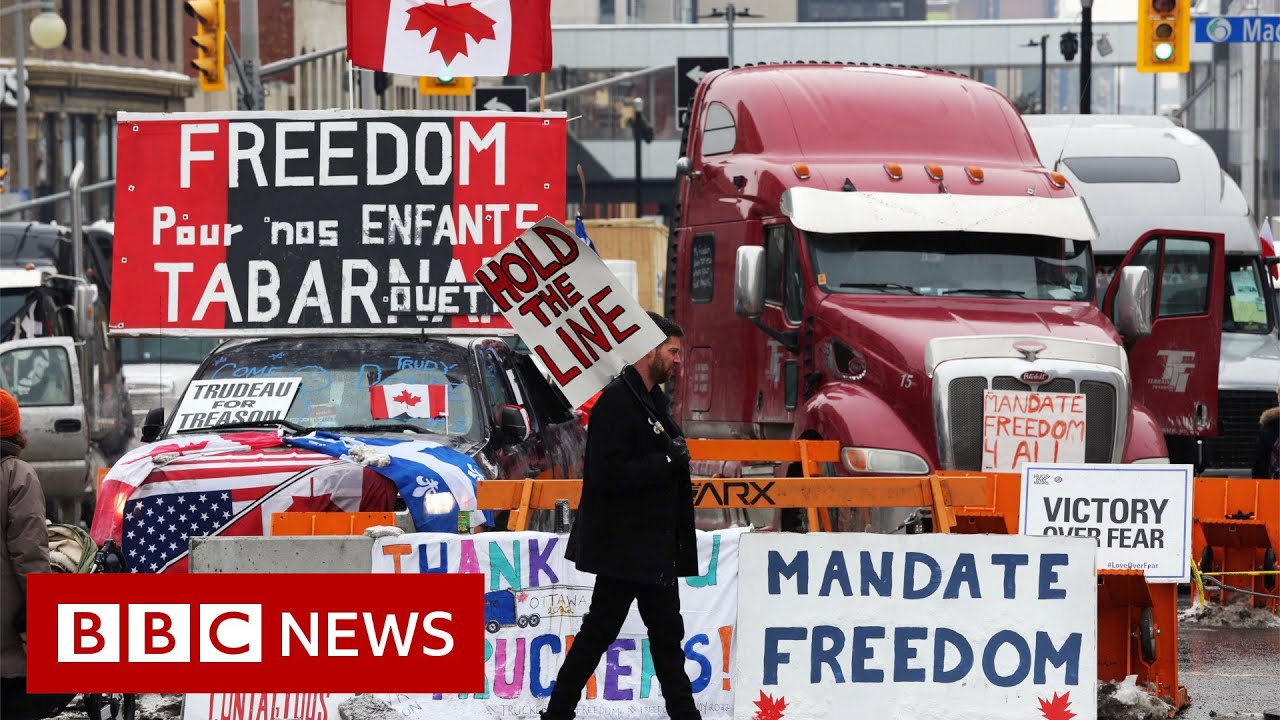 Ottawa locals plead for end of trucker protest in Canadian capital - BBC News