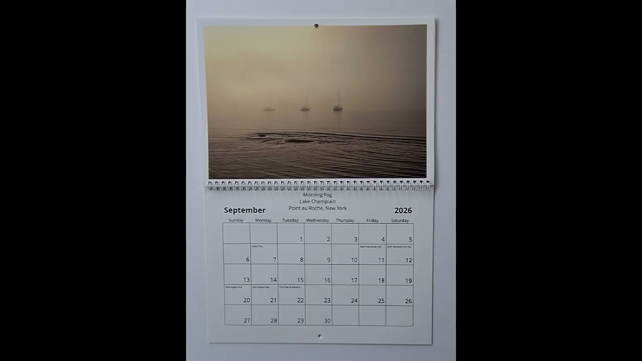 2026 Calendar - Lake Champlain - Plattsburgh - Point au Roche - NY