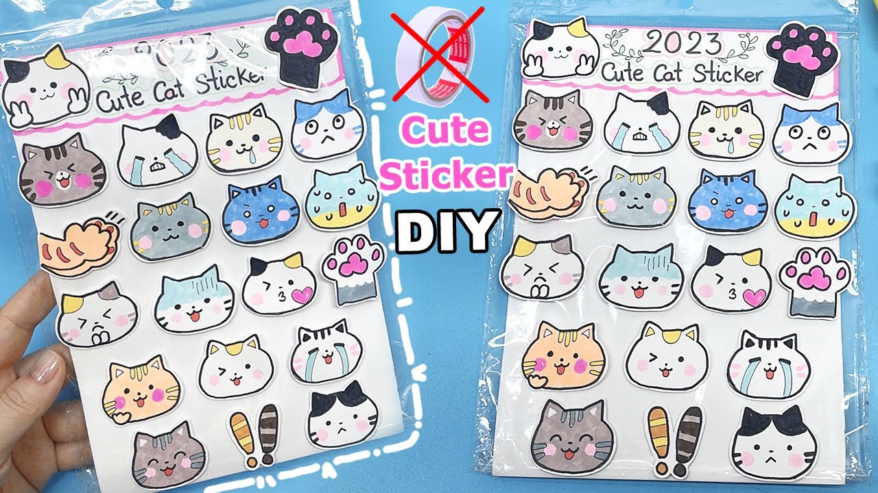 Cách làm Sticker Mèo Cute 2023 không cần băng dính 2 mặt / DIY cute cat Sticker/ Liam Channel