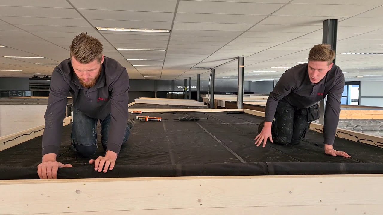 EPDM dakbedekking op een blokhut met plat dak