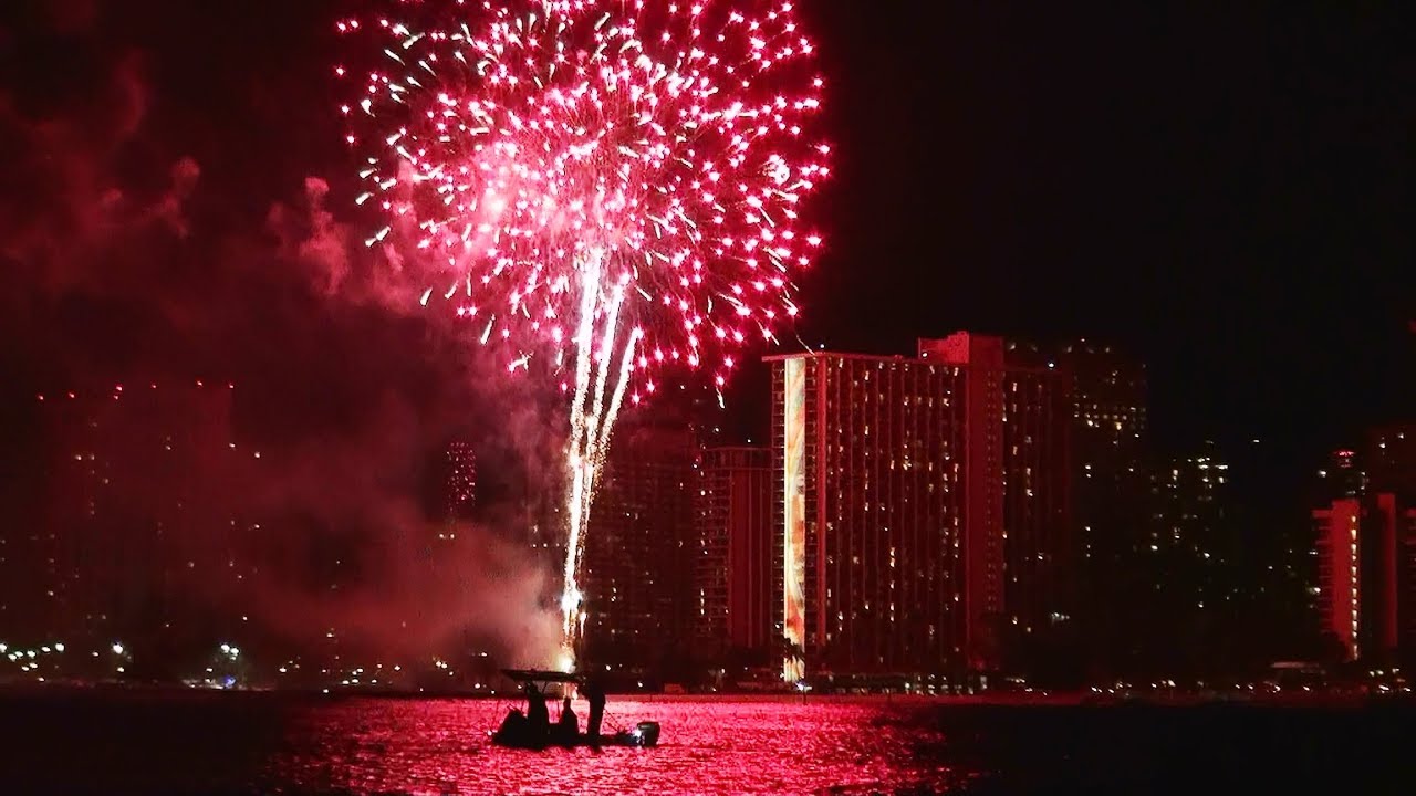 Sunset Fireworks Dinner Cruise on Port Waikiki Catamaran Honolulu Hawaii