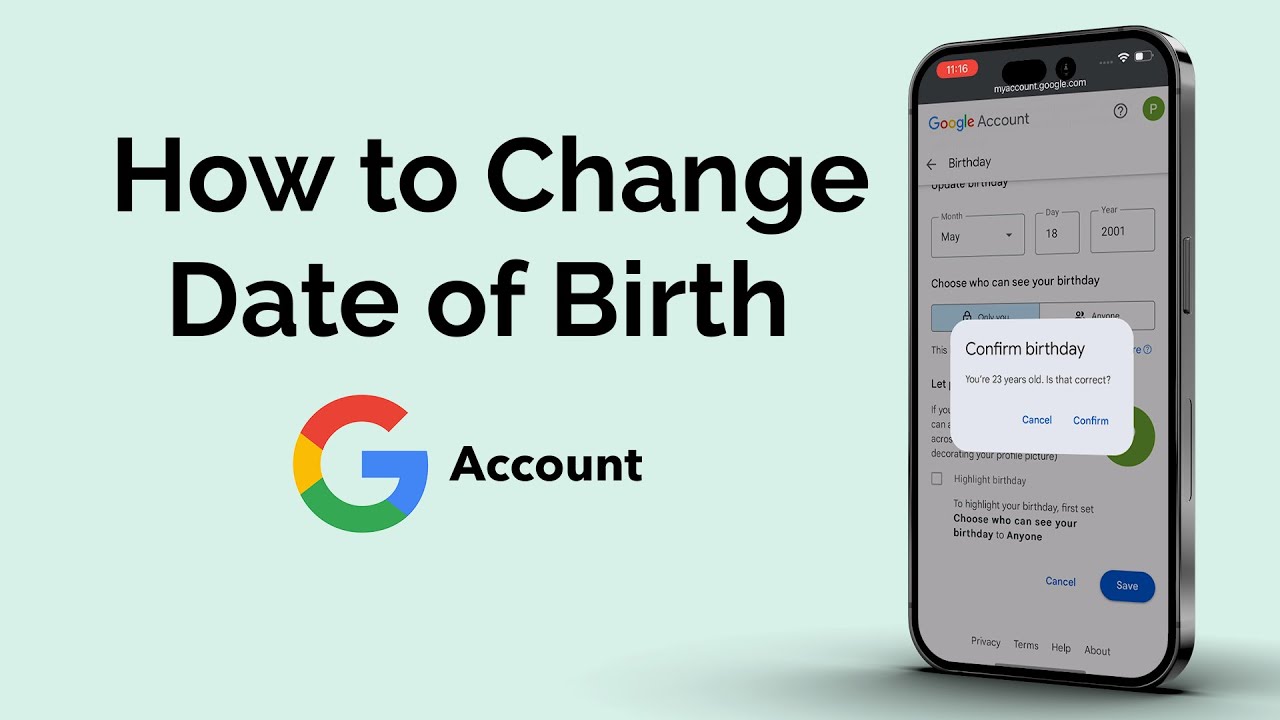 Как изменить дату рождения в аккаунте Google?